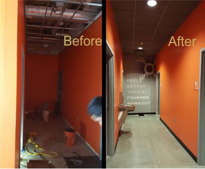 painting work at orange theory fitness gym before and after buildfix repairs llc